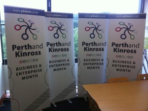 Four Perth and Kinross Business and Enterprise Month Pop up banners